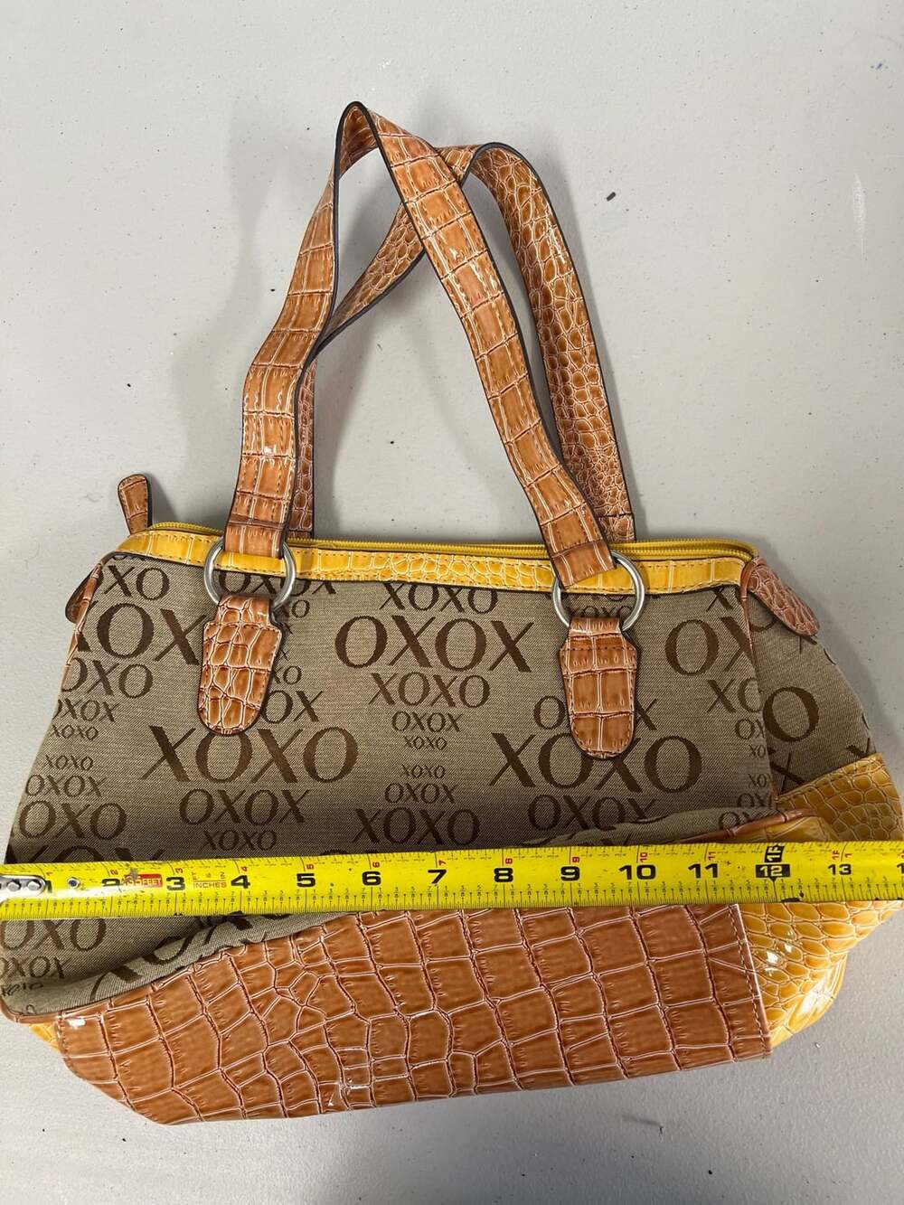 XOXO Monogram Canvas and Faux Croc Leather Tote